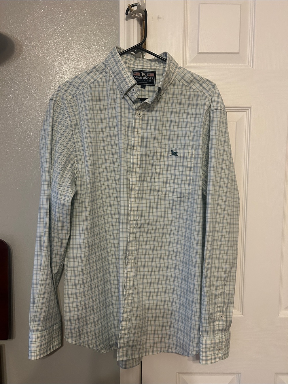 Over Under Men’s Light Blue Plaid Button-Down Shirt